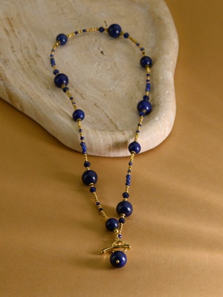 Naszyjnik ATRAMENT (lapis lazuli, sodalit, hematyt)