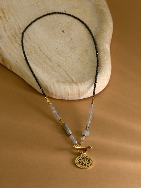 Naszyjnik UWAŻNOŚĆ (spinel, labradoryt, hematyt)
